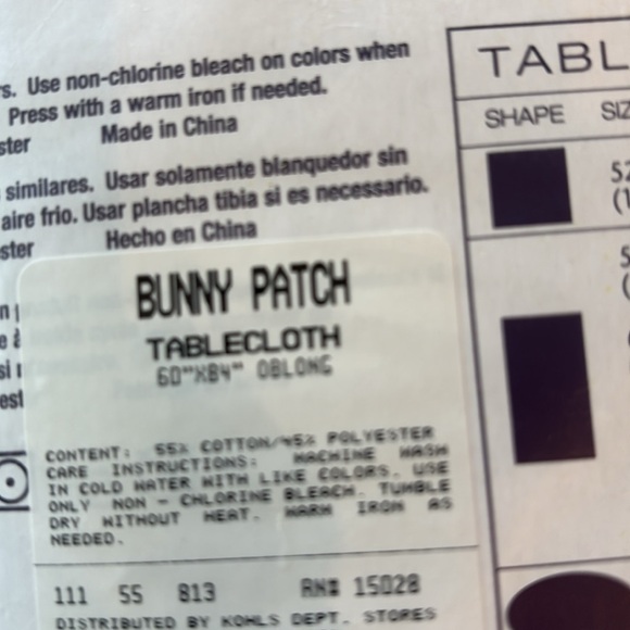 Lifestyles By Bardwill Bunny Patch 60x84 oblong tablecloth,Easter,Spring, floral - Picture 5 of 6